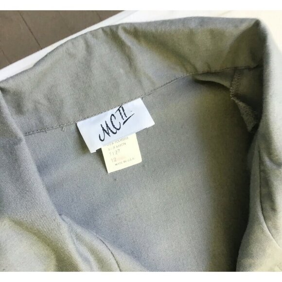 Vintage Traditional Worker Dress Womens 12 Gray Collared Elastic Waist USA Made - Picture 5 of 11